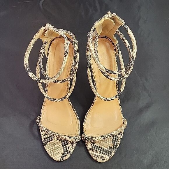 PRETTY LITTLE THING SNEAKER SKIN POINTED TOE 4-STRAP HIGH HEEL STILETTOS SANDAL - Picture 2 of 14